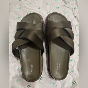 Rag&Bone Cloth Flip Flops in Green, Sz 37.5